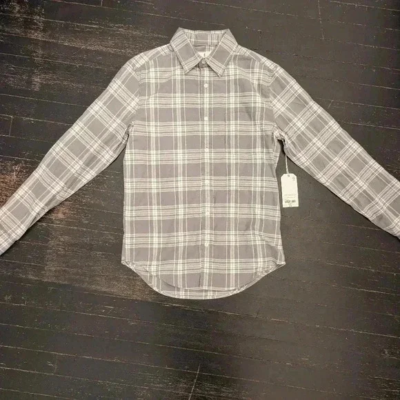 NWT Mutual Weave Grey Plaid Shirt Size Small - Picture 1 of 4
